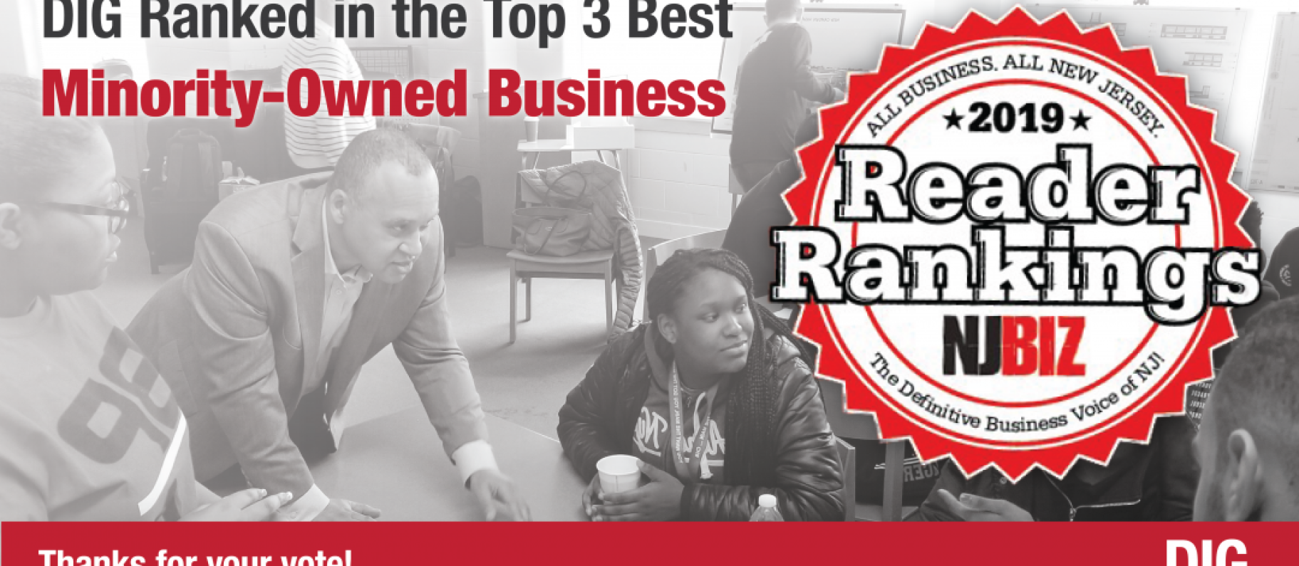 DIG Ranked in the Top 3 Best Minority-Owned Business in the 2019 NJBIZ Reader Rankings