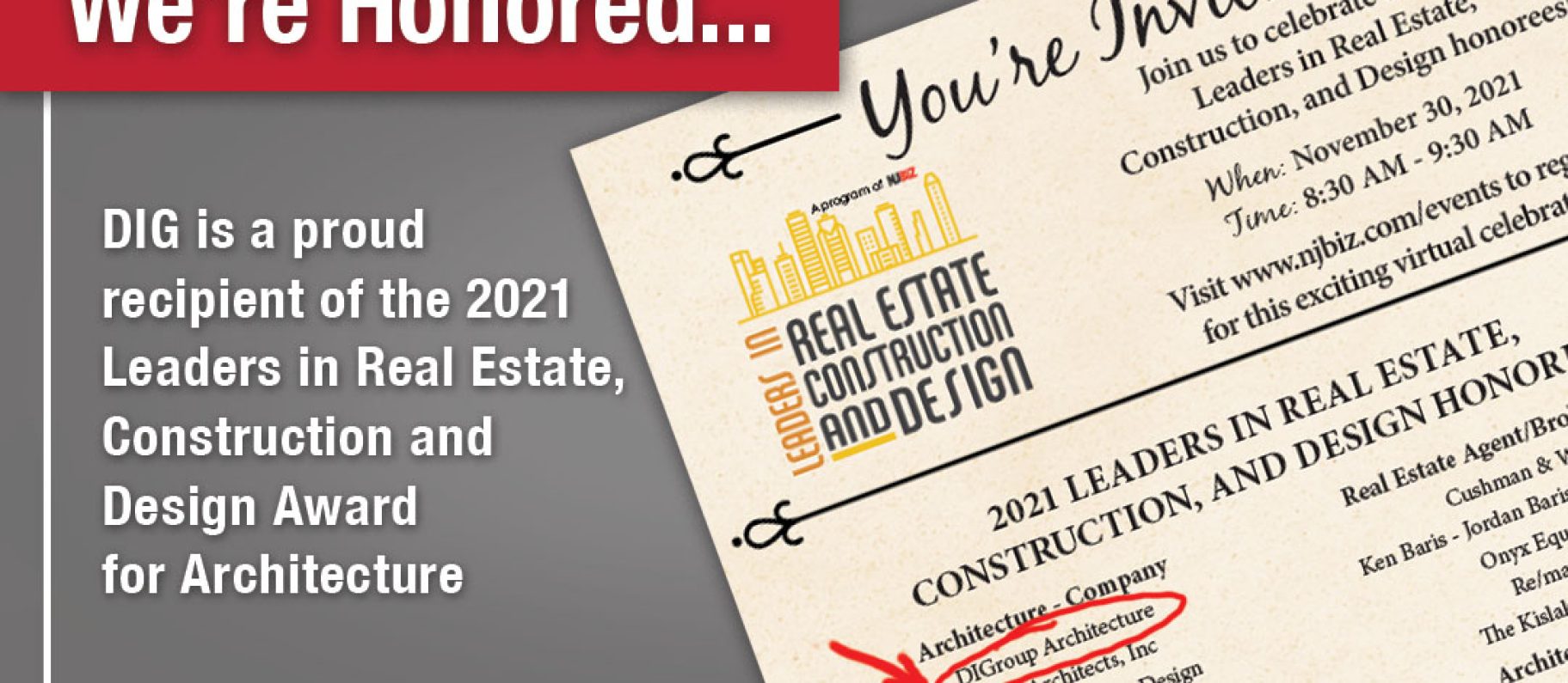 DIG Honored in Inaugural NJBiz Leaders in Real Estate, Construction and Design Awards Image
