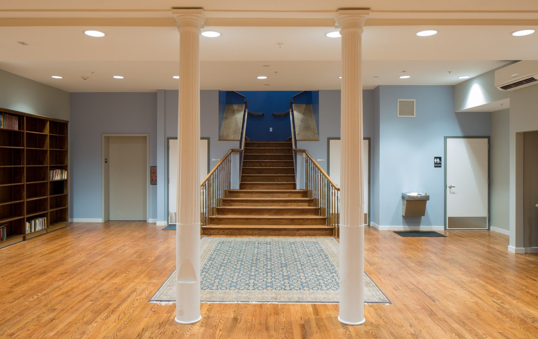 After: Multi-purpose Community Room with stairway to Congregation Space